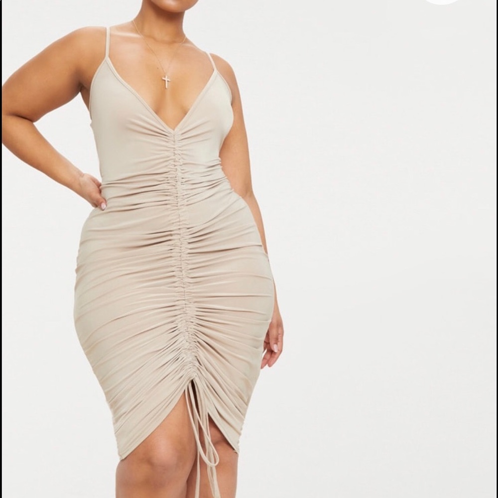 Slinky ruched midi dress